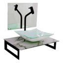 Ver imagem 1 de Gabinete de Vidro 50cm para Banheiro Chipre Mármore Branco Ek