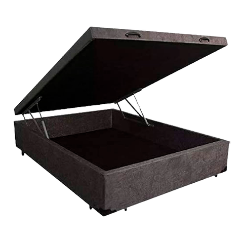 Cama Box Baú Casal Cinza Suede 42x138x188