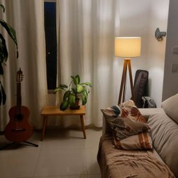 Luminária Abajur de Chão Tripé Niple com Cúpula de Tecido Linho - 4