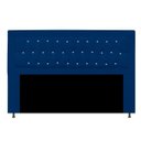 Ver imagem 1 de Cabeceira Estofada Bianca 140cm para Cama Box Casal com Botões Strass Cristais Corino Azul Marinho -