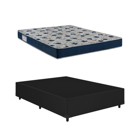 Cama Base Casal Preto Colchão Iso 60 D28 - Ortobom