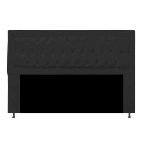 Cabeceira Estofada Bianca 195cm para Cama Box King Size Quarto Corino Preto - ADJ Decor