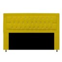 Ver imagem 1 de Cabeceira Estofada Bianca 195cm para Cama Box King Size com Botões Strass Cristais Corino Amarelo -