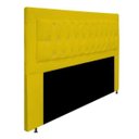 Ver imagem 2 de Cabeceira Estofada Bianca 195cm para Cama Box King Size com Botões Strass Cristais Corino Amarelo -
