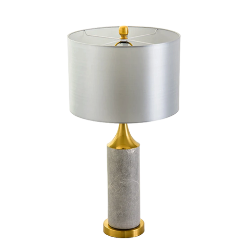 Abajur Grande de Mármore e Detalhes Dourado Dafne para Mesa e Cabeceira de Cama
