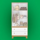 Ver imagem 5 de Guarda Roupa Flora 2 Portas de Bater 2 Gavetas MDF MDP Branco Acetinado Qmovi