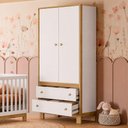 Ver imagem 3 de Guarda Roupa Flora 2 Portas de Bater 2 Gavetas MDF MDP Branco Acetinado Qmovi