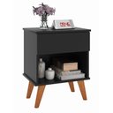 Ver imagem 2 de Mesa de Cabeceira Duda Criado 1 Gaveta Pés Retro Preto