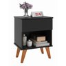 Mesa de Cabeceira Duda Criado 1 Gaveta Pés Retro Preto - 2