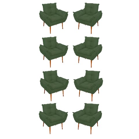 Kit 08 Poltronas Opala Decorativas Sala de Estar Suede Cor:Verde