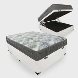 Cama Box com Baú Casal + Colchão de Molas Ensacadas - Ortobom - Iso Superpocket 138x188x67cm Branco - 1