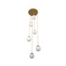 Pendente Moderno Dourado Pé Direito Alto Sala Vão de Escada Arevo Iluminação Jabuticaba VIDRO LEITOS - 3