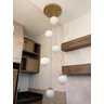 Pendente Moderno Dourado Pé Direito Alto Sala Vão de Escada Arevo Iluminação Jabuticaba VIDRO LEITOS - 2