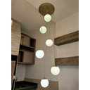 Ver imagem 1 de Pendente Moderno Dourado Pé Direito Alto Sala Vão de Escada Arevo Iluminação Jabuticaba VIDRO LEITOS