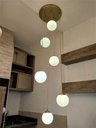 Ver imagem 1 de Pendente Moderno Dourado Pé Direito Alto Sala Vão de Escada Arevo Iluminação Jabuticaba VIDRO LEITOS