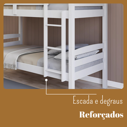 Beliche Solteiro Madeira com Grade Proteção Reforçado:beliche Branco/branco - 5