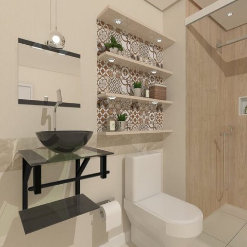 COMBO 2X1 GABINETE DE VIDRO CROÁCIA 40CM AP GRAFITE + TORNEIRA ALGARVE EK