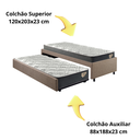 Ver mais imagens de Bicama Box Viúva 126x208 Linho Marrom com Dois Colchões Adapto Molas Ensacadas Ecoflex