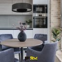 Ver imagem 3 de Lustre Pendente Madeira Redondo Anel 60 Cm Preto