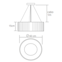 Ver imagem 2 de Lustre Pendente Madeira Redondo Anel 60 Cm Preto