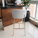 Ver imagem 4 de Banqueta Decorativa Elegance Recepção Gormet Base Champanhe Boucle Cinza Claro - Montanaris Decor