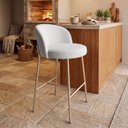 Ver imagem 5 de Banqueta Decorativa Elegance Recepção Gormet Base Champanhe Boucle Cinza Claro - Montanaris Decor