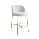 Ver imagem 2 de Banqueta Decorativa Elegance Recepção Gormet Base Champanhe Boucle Cinza Claro - Montanaris Decor
