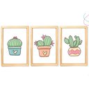 Ver imagem 1 de Kit 3 Quadros Decorativos Infantil Cacto Coração Fofo:pinus
