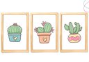 Ver imagem 1 de Kit 3 Quadros Decorativos Infantil Cacto Coração Fofo:pinus