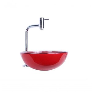 Cuba Vermelho De Vidro Cr35Cm +Torneira Link +Válvula Click