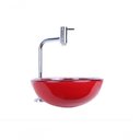 Ver imagem 1 de Cuba Vermelho De Vidro Cr35Cm +Torneira Link +Válvula Click