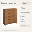 Ver imagem 3 de Cômoda Sapateira Slim 5 Gavetas e 1 Porta Cinamomo Formimóveis