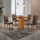 Ver imagem 1 de Conjunto Jantar Loren 4 Lugares MDF Cadeiras Lira Veludo Marrom 90cm Moderna