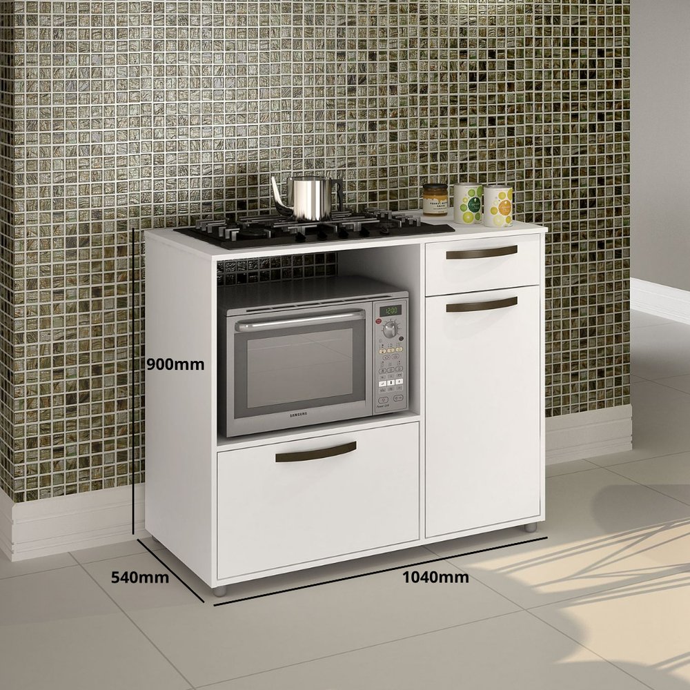 Balcão para Cooktop e Forno Luna CHF Moveis Branco | MadeiraMadeira