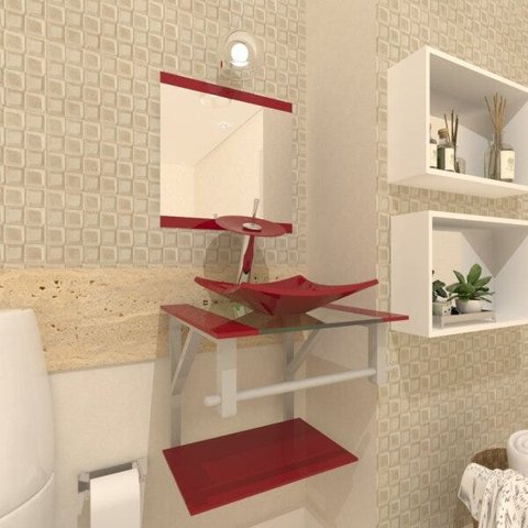 GABINETE DE VIDRO ARMÊNIA 40CM AC VERMELHO CEREJA EK