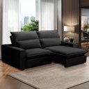 Ver imagem 1 de Sofa 2 Lugares Retrátil Reclinavel 200cm Veludo Preto Andreza