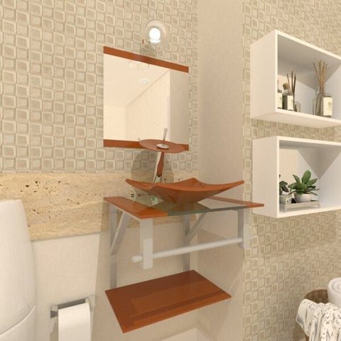 Gabinete de Vidro Armênia 40cm Ac Dourado Real Ek
