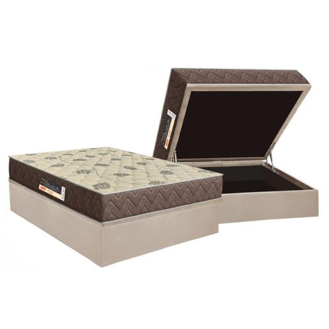 Conjunto Box Baú Casal: Colchão Espuma Orthoflex D28 - Livorno + Base Crc Suede Clean(138x188)