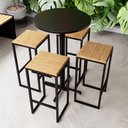 Ver imagem 1 de Conjunto Mesa Alta Bar Bistrô Redonda Preta 4 Bancos Pinus Industrial Black Don Castro Decor Industr