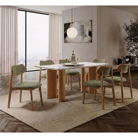 Sala de Jantar Moderna 6 Cadeiras Cristal - Imperial Móveis