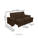 Ver imagem 3 de Sofá Retrátil e Reclinável Aspen 2.90m Super Pillow - Marrom