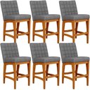 Ver imagem 2 de Kit 06 Banqueta Baixa Cozinha Bancada Bar Sala Jantar Fixa Mila L02 Linho Cinza Escuro - Lyam Decor