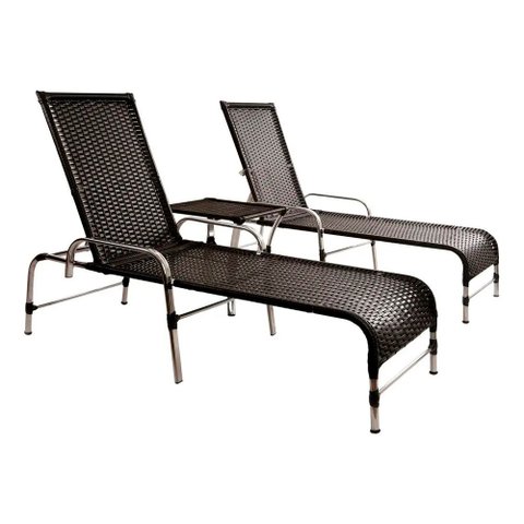 2 Espreguiçadeiras e Mesa em Alumínio - Piscina, Jardim