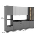 Ver imagem 4 de Cozinha Completa Lumina 13 Portas 4 Gavetas com Vidro 917467 Cinza/lacca - Telasul