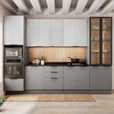 Ver imagem 1 de Cozinha Completa Lumina 13 Portas 4 Gavetas com Vidro 917467 Cinza/lacca - Telasul