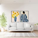 Ver imagem 1 de Quadro Decorativo Sakura e Lo Vaso em 2 Telas com Moldura Filete