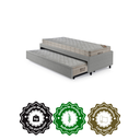 Ver imagem 5 de Bicama Box Solteiro Courino Linho Cinza 88x188 com Dois Colchões Airtech Molas Ensacadas Ortobom