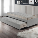 Ver imagem 3 de Bicama Box Solteiro Courino Linho Cinza 88x188 com Dois Colchões Airtech Molas Ensacadas Ortobom