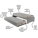 Ver imagem 4 de Bicama Box Solteiro Courino Linho Cinza 88x188 com Dois Colchões Airtech Molas Ensacadas Ortobom