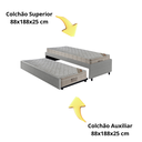 Ver imagem 7 de Bicama Box Solteiro Courino Linho Cinza 88x188 com Dois Colchões Airtech Molas Ensacadas Ortobom
